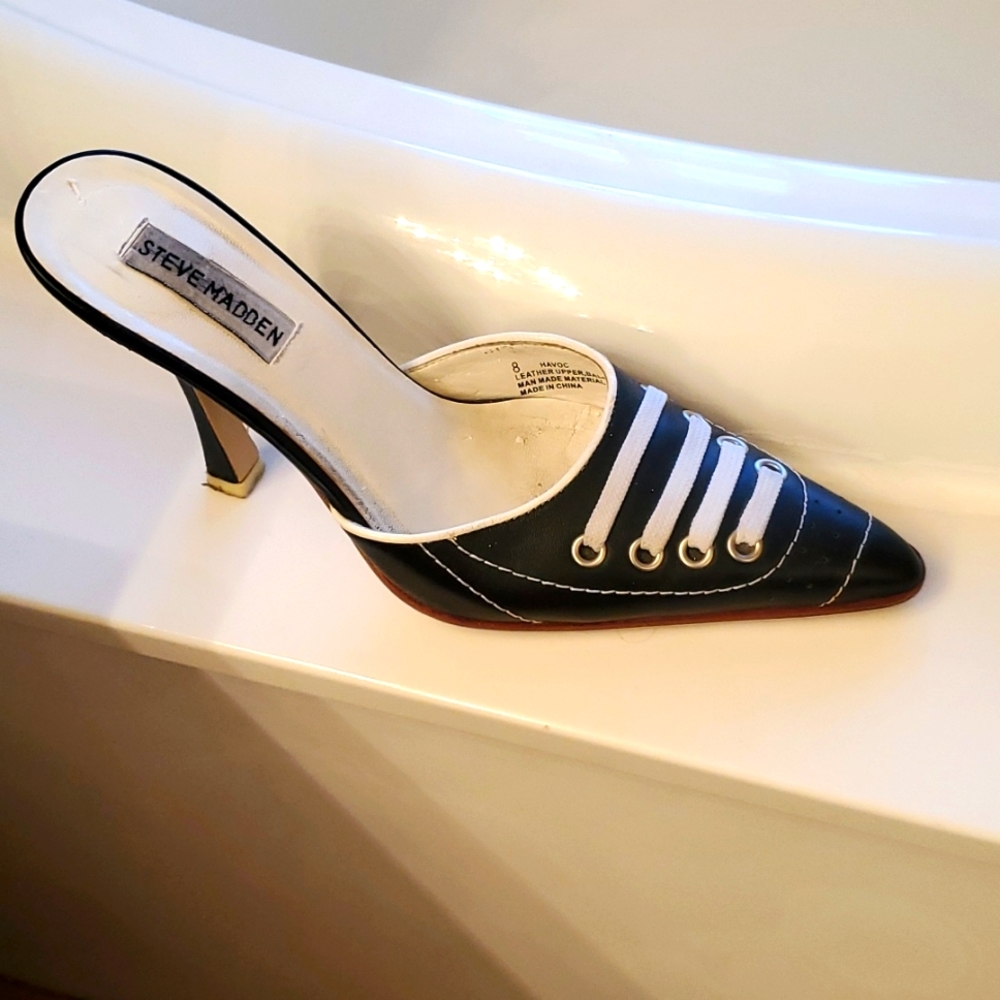 Steve Madden leather slides football inspired